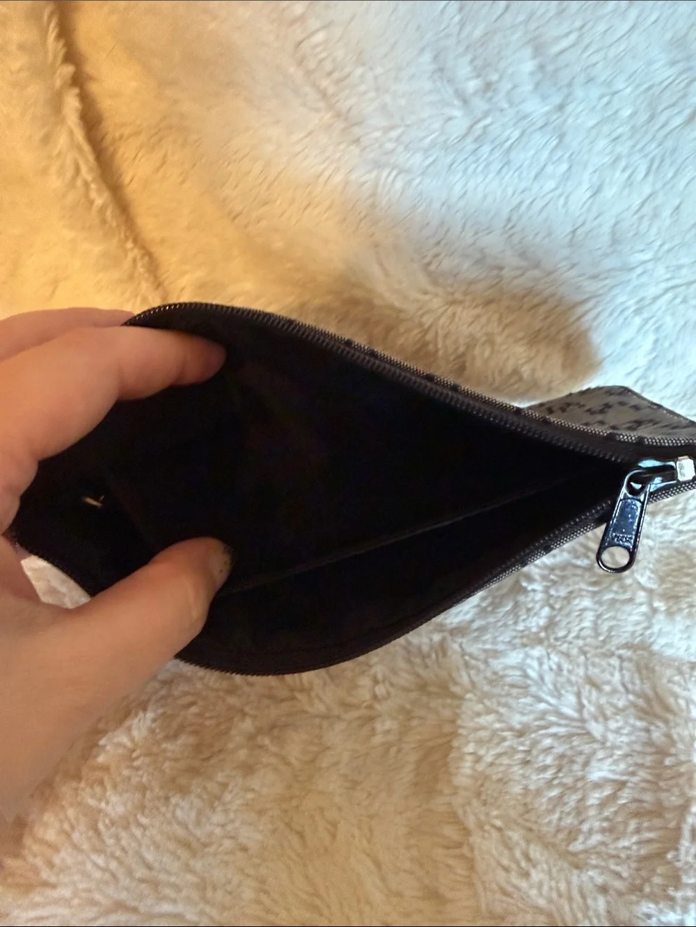 Dooney & Bourke Monogram Signature Wristlet Clutch Black Gray Canvas Leather